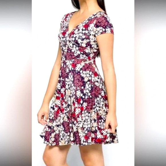 Stitch Fix Womens Kaileigh Amandine Faux Wrap Maroon Floral Knit Dress XL - Picture 1 of 9